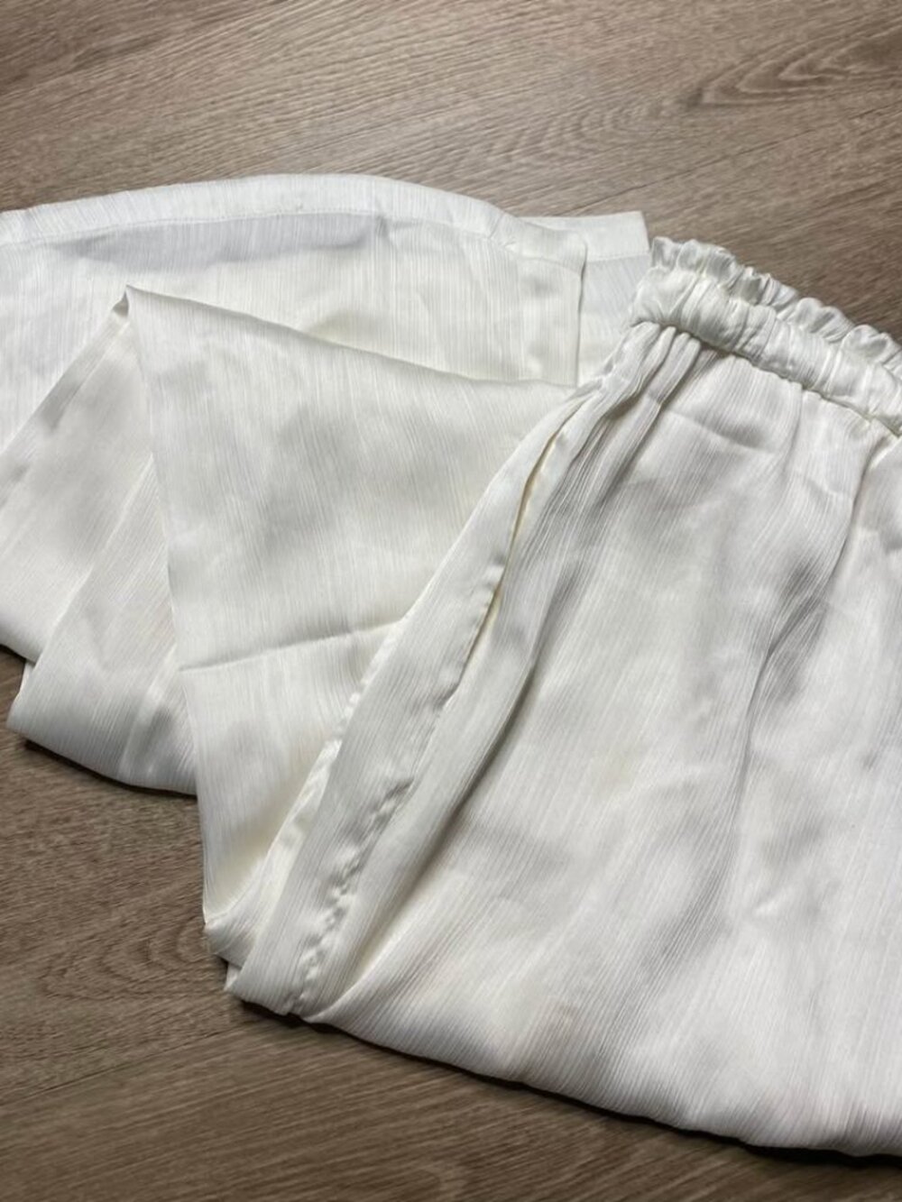 Chelsea & Violet Size Medium Buttery Ivory Linen Crepe Drawstring Vacation Pants - Picture 3 of 7